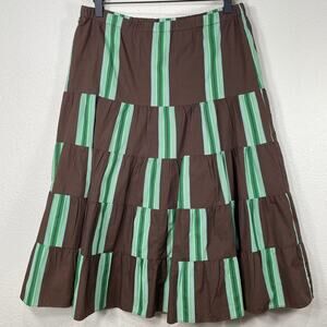 Y2k Brown Green Tiered Peasant Low Waist Skirt Coastal Cowgirl Fairy Mori Kei XS